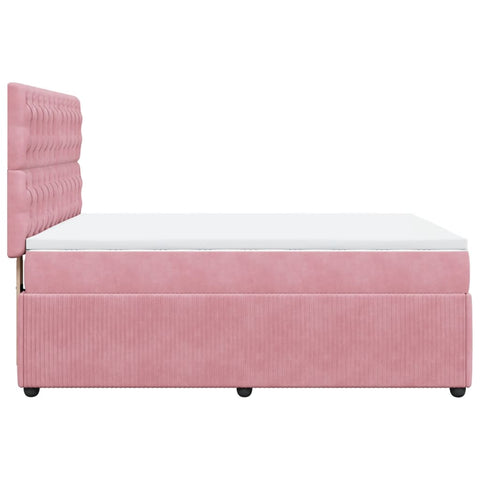 Boxspringbett mit Matratze Rosa 140x190 cm Samt