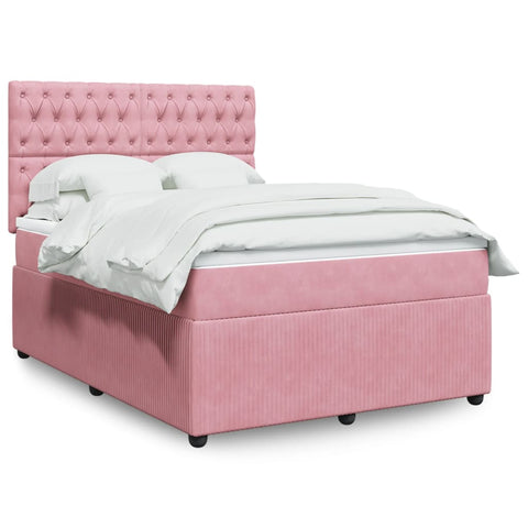 Boxspringbett mit Matratze Rosa 140x190 cm Samt