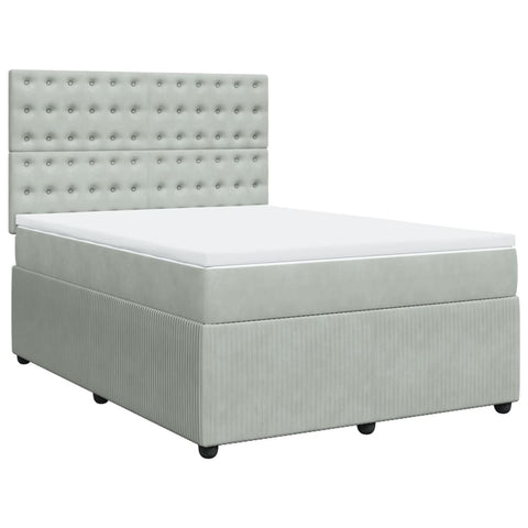 Boxspringbett mit Matratze Hellgrau 140x190 cm Samt