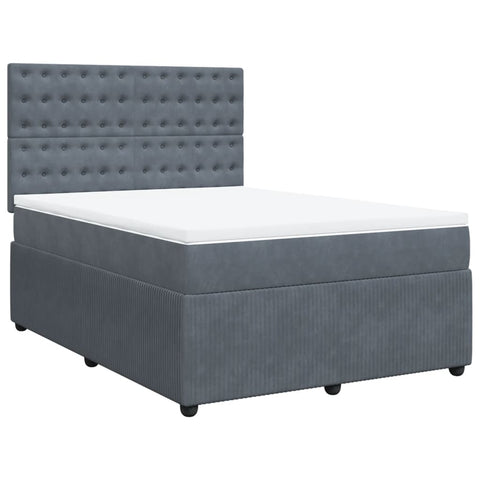 Boxspringbett mit Matratze Dunkelgrau 140x190 cm Samt