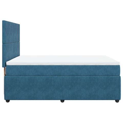 Boxspringbett mit Matratze Blau 140x200 cm Samt