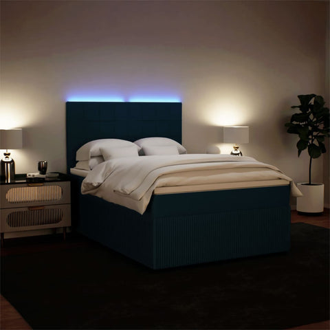 Boxspringbett mit Matratze Blau 140x200 cm Samt