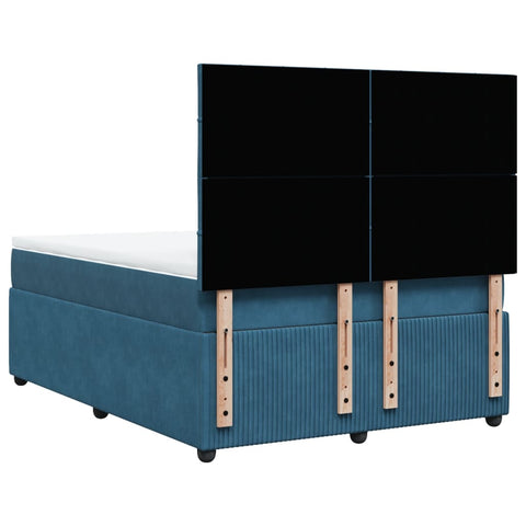 Boxspringbett mit Matratze Blau 140x200 cm Samt