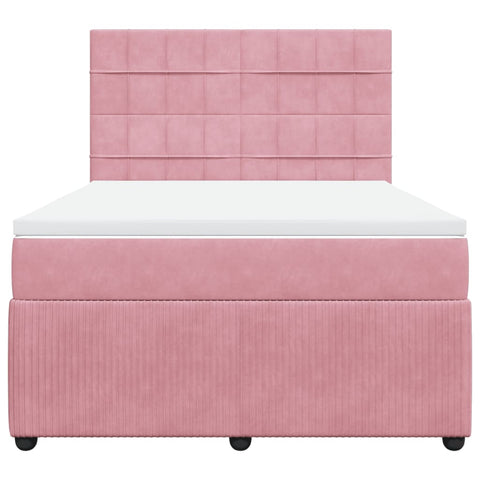 Boxspringbett mit Matratze Rosa 140x200 cm Samt