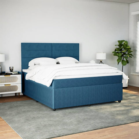 Boxspringbett mit Matratze Blau 180x200 cm Samt