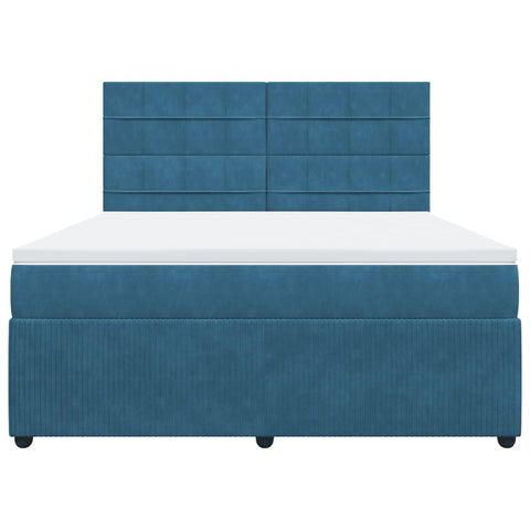 Boxspringbett mit Matratze Blau 180x200 cm Samt