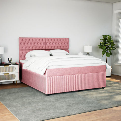 Boxspringbett mit Matratze Rosa 180x200 cm Samt