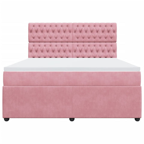 Boxspringbett mit Matratze Rosa 180x200 cm Samt