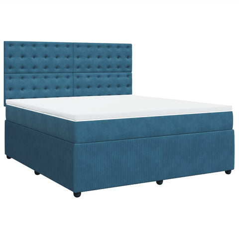 vidaXL Boxspringbett mit Matratze Blau 180x200 cm Samt