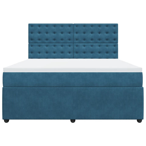 vidaXL Boxspringbett mit Matratze Blau 180x200 cm Samt