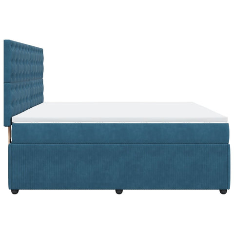 vidaXL Boxspringbett mit Matratze Blau 180x200 cm Samt