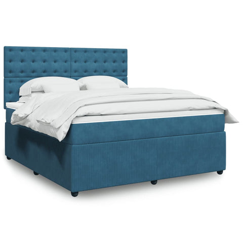 vidaXL Boxspringbett mit Matratze Blau 180x200 cm Samt