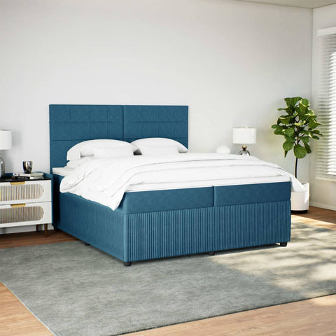 Boxspringbett mit Matratze Blau 200x200 cm Samt