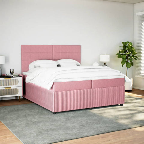 Boxspringbett mit Matratze Rosa 200x200 cm Samt