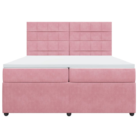 Boxspringbett mit Matratze Rosa 200x200 cm Samt