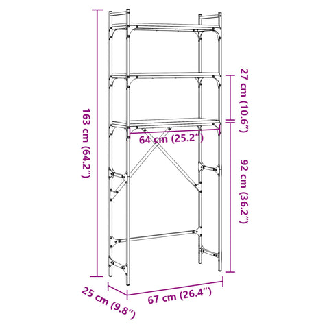 vidaXL Waschmaschinenregal Sonoma-Eiche 67x25x163 cm Holzwerkstoff