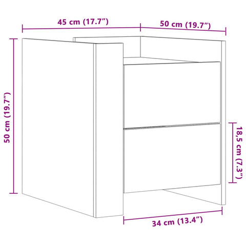 vidaXL Nachttisch Sonoma-Eiche 45x50x50 cm Holzwerkstoff