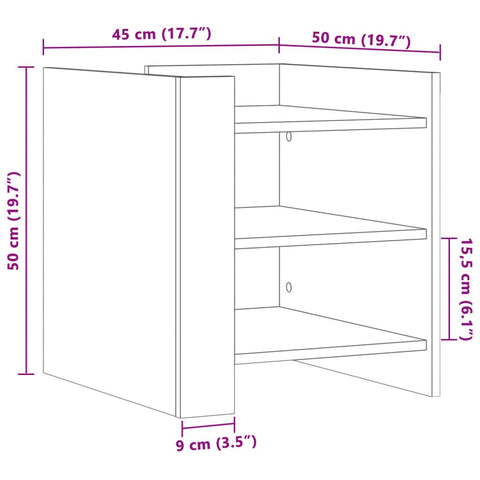 vidaXL Nachttisch Sonoma-Eiche 45x50x50 cm Holzwerkstoff