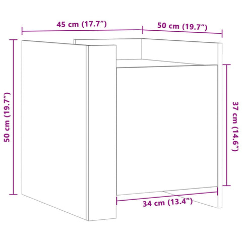 vidaXL Nachttisch Sonoma-Eiche 45x50x50 cm Holzwerkstoff