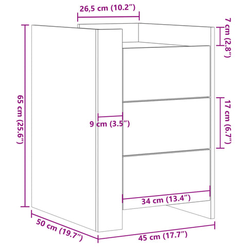 vidaXL Nachttisch Sonoma-Eiche 45x50x65 cm Holzwerkstoff