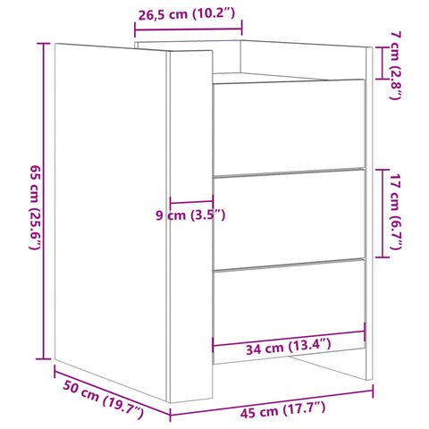 vidaXL Nachttisch Betongrau 45x50x65 cm Holzwerkstoff