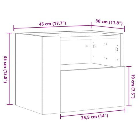 vidaXL Wand-Nachttisch Schwarz 45x30x35 cm