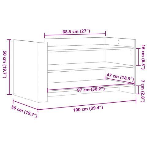 vidaXL Couchtisch Schwarz 100x50x50 cm Holzwerkstoff