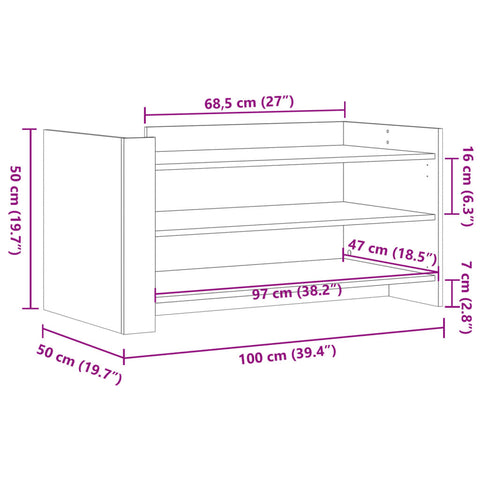 vidaXL Couchtisch Sonoma-Eiche 100x50x50 cm Holzwerkstoff