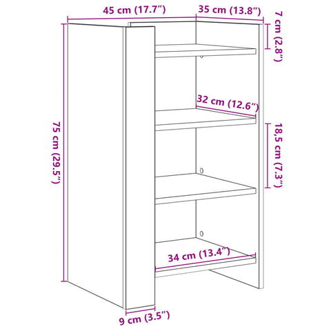 vidaXL Sideboard Weiß 45x35x75 cm Holzwerkstoff