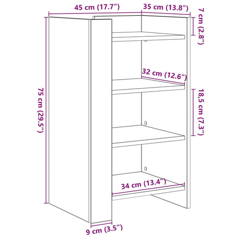 vidaXL Sideboard Sonoma-Eiche 45x35x75 cm Holzwerkstoff