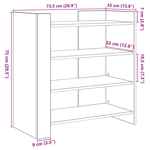 vidaXL Sideboard Weiß 73,5x35x75 cm Holzwerkstoff