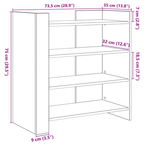 vidaXL Sideboard Räuchereiche 73,5x35x75 cm Holzwerkstoff