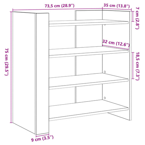 vidaXL Sideboard Grau Sonoma 73,5x35x75 cm Holzwerkstoff