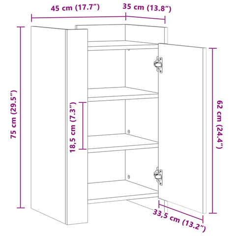 vidaXL Sideboard Weiß 45x35x75 cm Holzwerkstoff