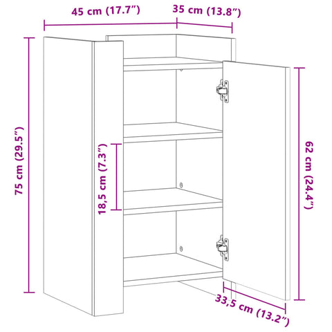 vidaXL Sideboard Betongrau 45x35x75 cm Holzwerkstoff