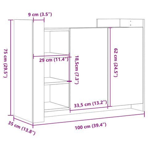 vidaXL Sideboard Weiß 100x35x75 cm Holzwerkstoff