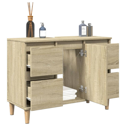 vidaXL Waschbeckenunterschrank Sonoma-Eiche 80x33x60 cm Holzwerkstoff