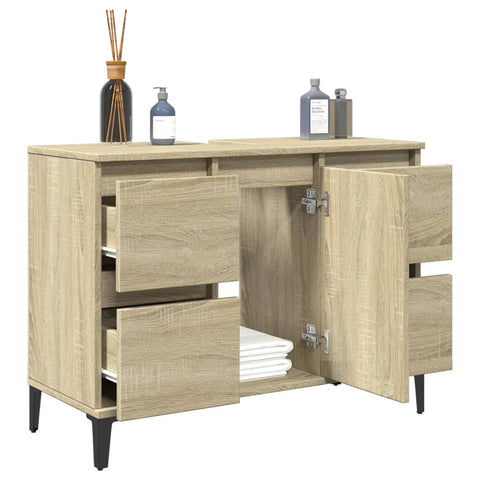 vidaXL Waschbeckenunterschrank Sonoma-Eiche 80x33x60 cm Holzwerkstoff