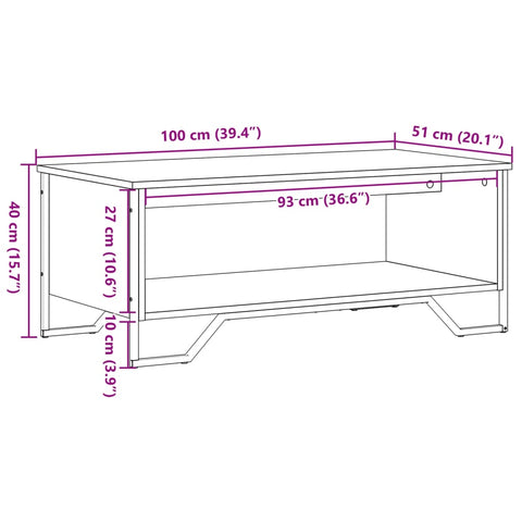 vidaXL Couchtisch Schwarz 100x51x40 cm Holzwerkstoff