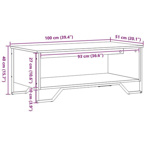 vidaXL Couchtisch Sonoma-Eiche 100x51x40 cm Holzwerkstoff