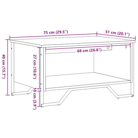 vidaXL Couchtisch Schwarz 75x51x40 cm Holzwerkstoff