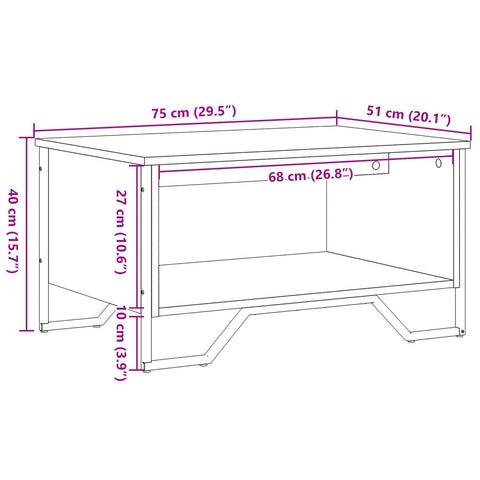 vidaXL Couchtisch Sonoma-Eiche 75x51x40 cm Holzwerkstoff