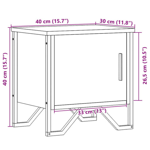 vidaXL Nachttisch Grau Sonoma 40x30x40 cm Holzwerkstoff