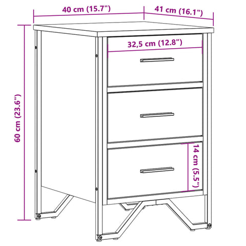 vidaXL Nachttisch Grau Sonoma 40x41x60 cm Holzwerkstoff