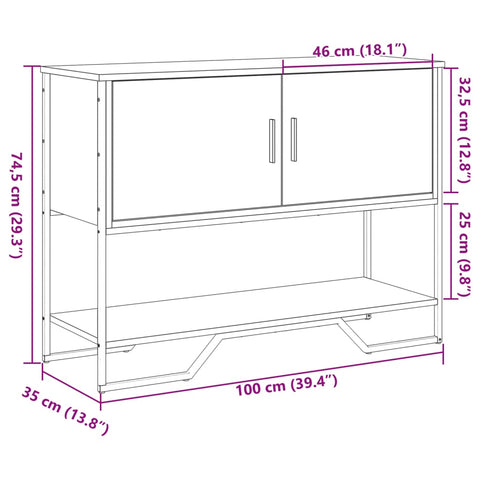 vidaXL Konsolentisch Sonoma-Eiche 100x35x74,5 cm Holzwerkstoff