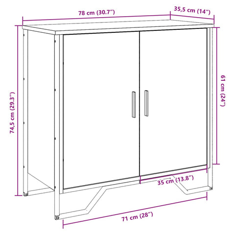 vidaXL Sideboard Räuchereiche 78x35,5x74,5 cm Holzwerkstoff