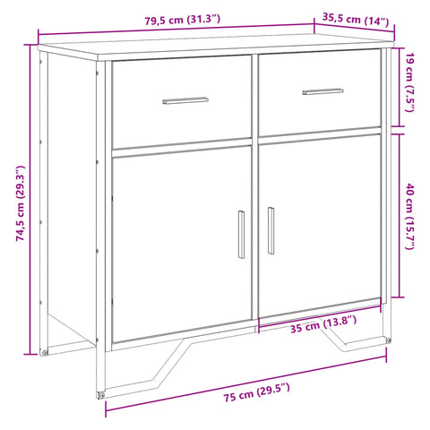 vidaXL Sideboard Schwarz 79,5x35,5x74,5 cm Holzwerkstoff