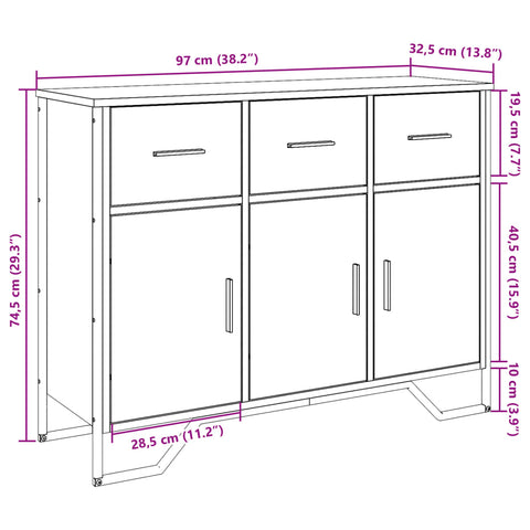 vidaXL Sideboard Schwarz 97x32,5x74,5 cm Holzwerkstoff