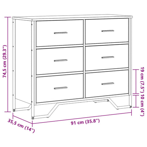 vidaXL Kommode Schwarz 91x35,5x74,5 cm Holzwerkstoff