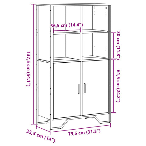 vidaXL Highboard Schwarz 79,5x35,5x137,5 cm Holzwerkstoff